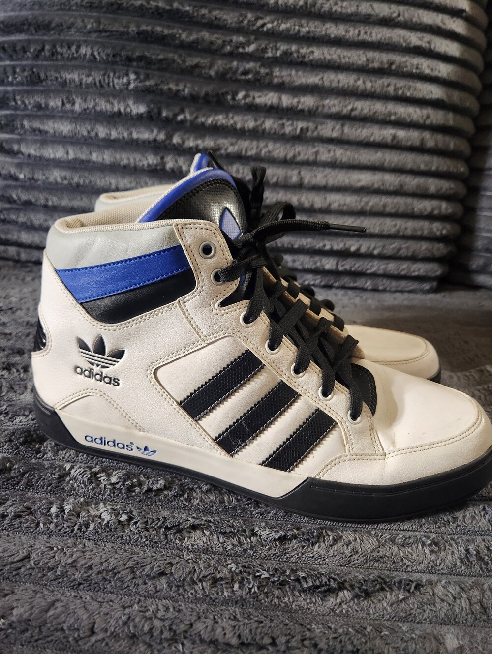 Men's Sample Version Adidas Black/White/Blue Originals Hard Court Hi Size 9